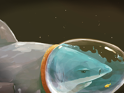 Space Shark painting shark space