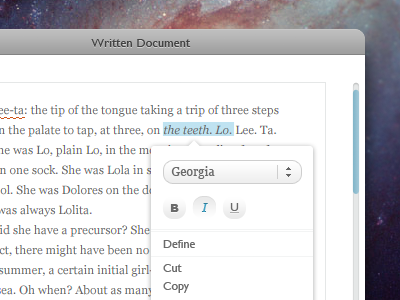 Written Document interface ui