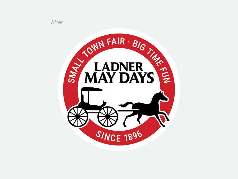 Ladner May Days Logo Refinement badge bc before after circle crest delta horse horse and buggy ladner logo logo design may may days rebrand refinement refresh silhouette type typography vector