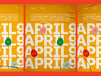 CC Event Poster April 2022 bold color colorful colour colourful easter eggs event graphic design inter poster spring type typography wheatpaste