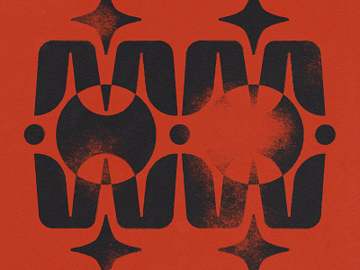 Worn-out Geometric Illustration in Cayenne Red