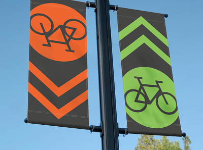 Bike Lane Wayfinding banner bicycle bike lane cycling directional icon signage wayfinding