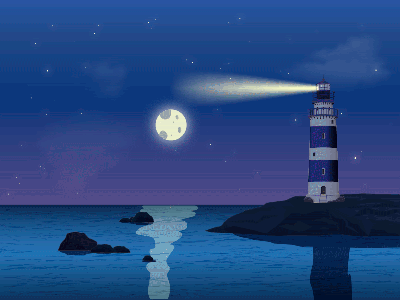 lighthouse animation blue gif illustration lighthouse
