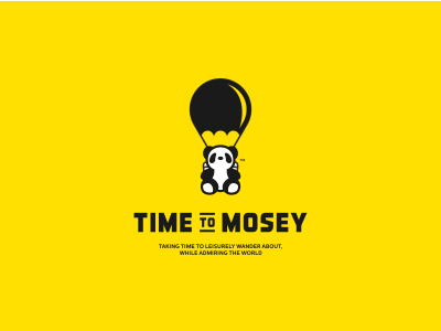 Time To Mosey logo clean design icon iconic logo logo design mascot minimalist panda travel yellow