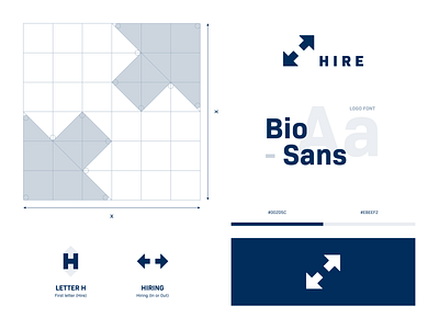 Hire arrows brand design brand identity branding concept grid h logo hire identity branding identitydesign logo logo design negative space visual design visual identity