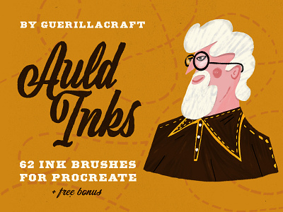 Auld Inks for Procreate + Free Brushes Download book illustration cartoon character illustration free brushes free download free procreate brushes freebie illustration illustrator procreate brushes