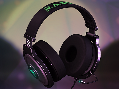 Razer Kraken 7.1 Chroma headphones — 3D visualisation