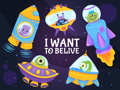 I want to belive alien character character design color colors creep i want to believe illustration monsters poster space ufo universe vector