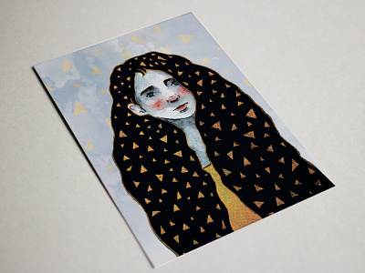 Sad postcard character character design color colors girl illustration illustrator night portrait postcard sad typography