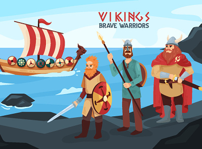 Vikings - brave warriors! boat character character design drakkar illustration landscapes scandinavia ships viking warrior