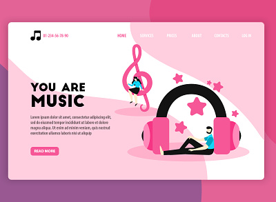 MYou ar music! banner banner design branding color design flat headphones illustration illustrator music music app treble clef ui vector