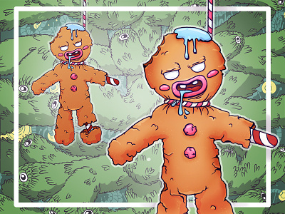 Gingerbread Man Depression celebrate character character design christmas colors cookie creepy gingerbread man hanged illustrator joke new year scary suicide sweets toy