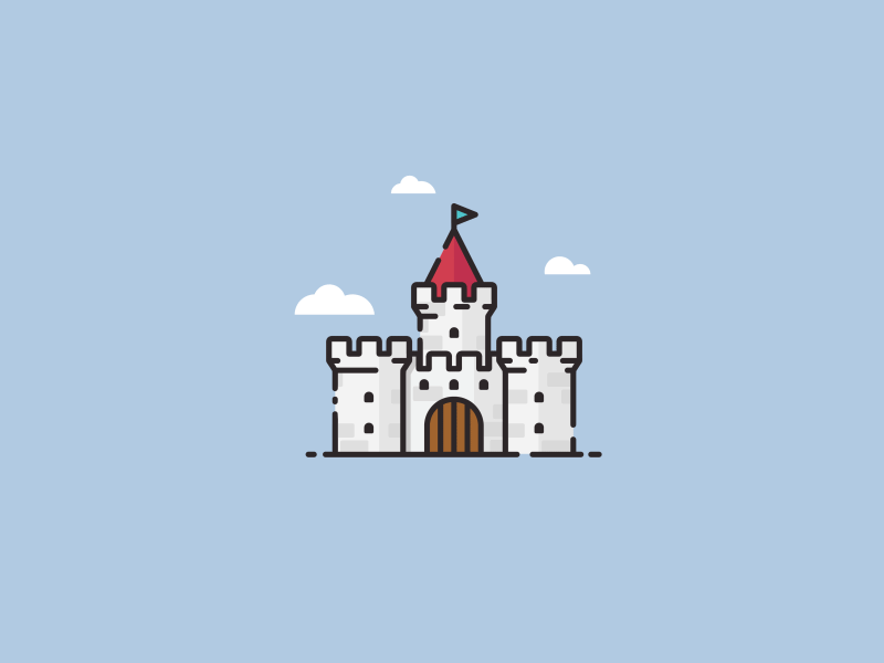 Castle - Animation 2d after animation castle clouds effects flag gif infographic loop paradise tower