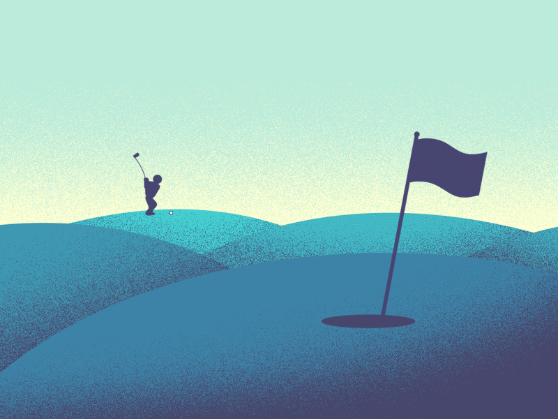 Hole In One. animation cel character cycle flag gif golf loop shot swing traditional wave