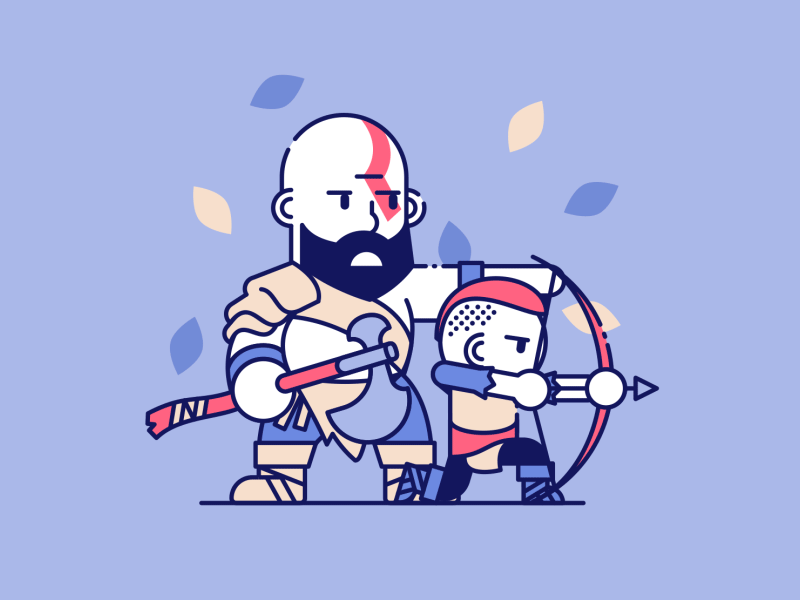 Boy. arrow axe bow day fathers gif god kratos leaves loop of war