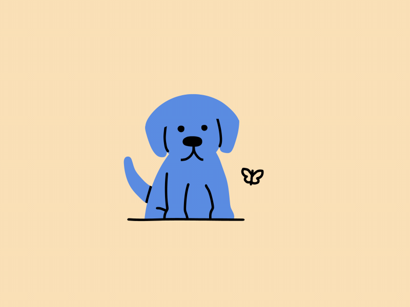 Pup. animation blue butterfly cel dog drawn gif hand loop process puppy yellow