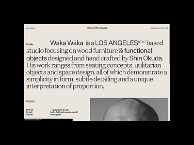 Waka Waka, Menu chair design furniture grid menu motion portfolio typography ui website