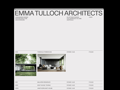 EMMA TULLOCH ARCHITECTS architect architectural architecture branding building design grid portfolio typography ui