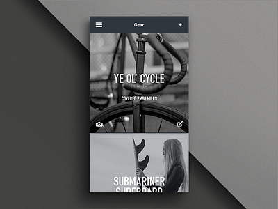 Gear biking data gear grid profile sports stats typography ui