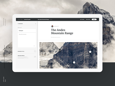 Rise — Labeled graphic authoring article course design e learning education layout lesson mountain product typography ui ux