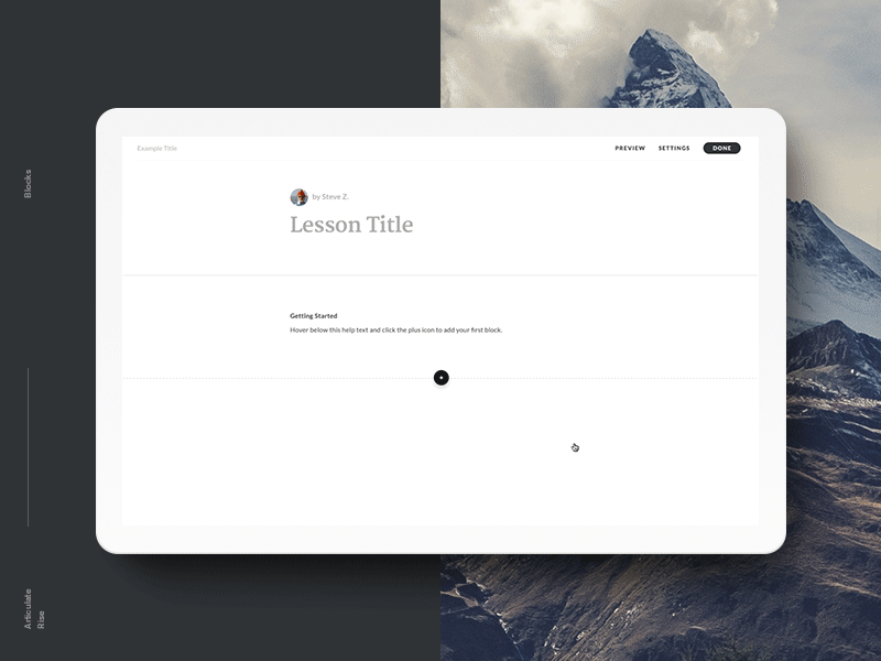 Rise — Blocks authoring authoring course design e learning education gif layout lesson product typography ui ux