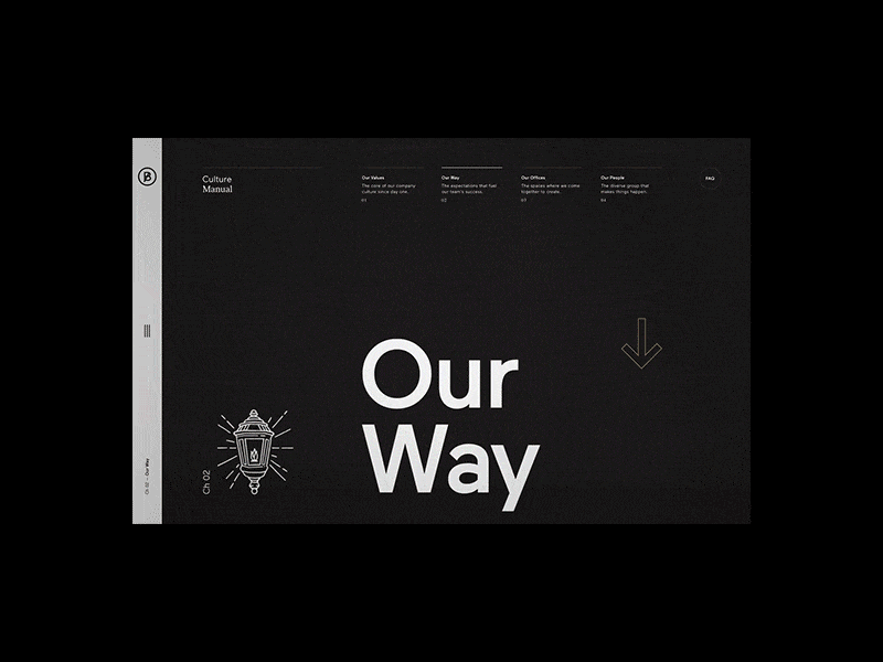 Culture Manual — Our Way flag grid intro motion swiss type typography ui wave