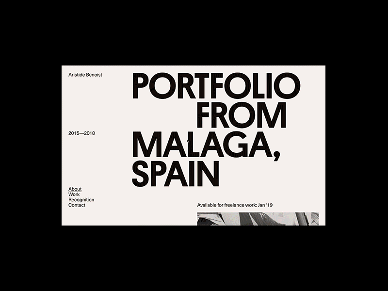 Ari — Málaga Folio design gif grid hero home motion portfolio typography wave