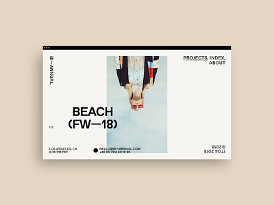 Bi-annual, (Beach) design fashion minimal motion photography portfolio typography website