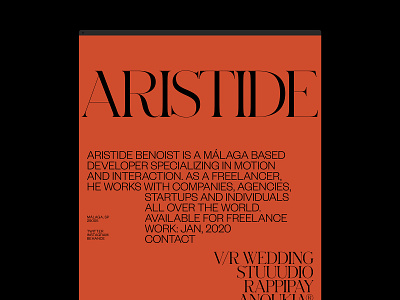 Aristide Benoist ©2019 design grid hero home layout portfolio typography website