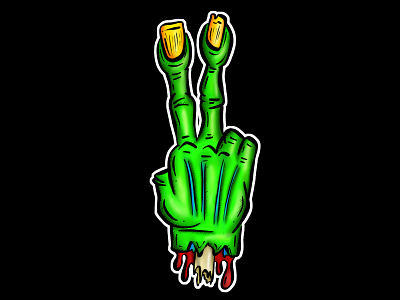 Zombie Fingers Two Finger Salute cartoon dead fingers halloween hand illustration monster salute undead zombie