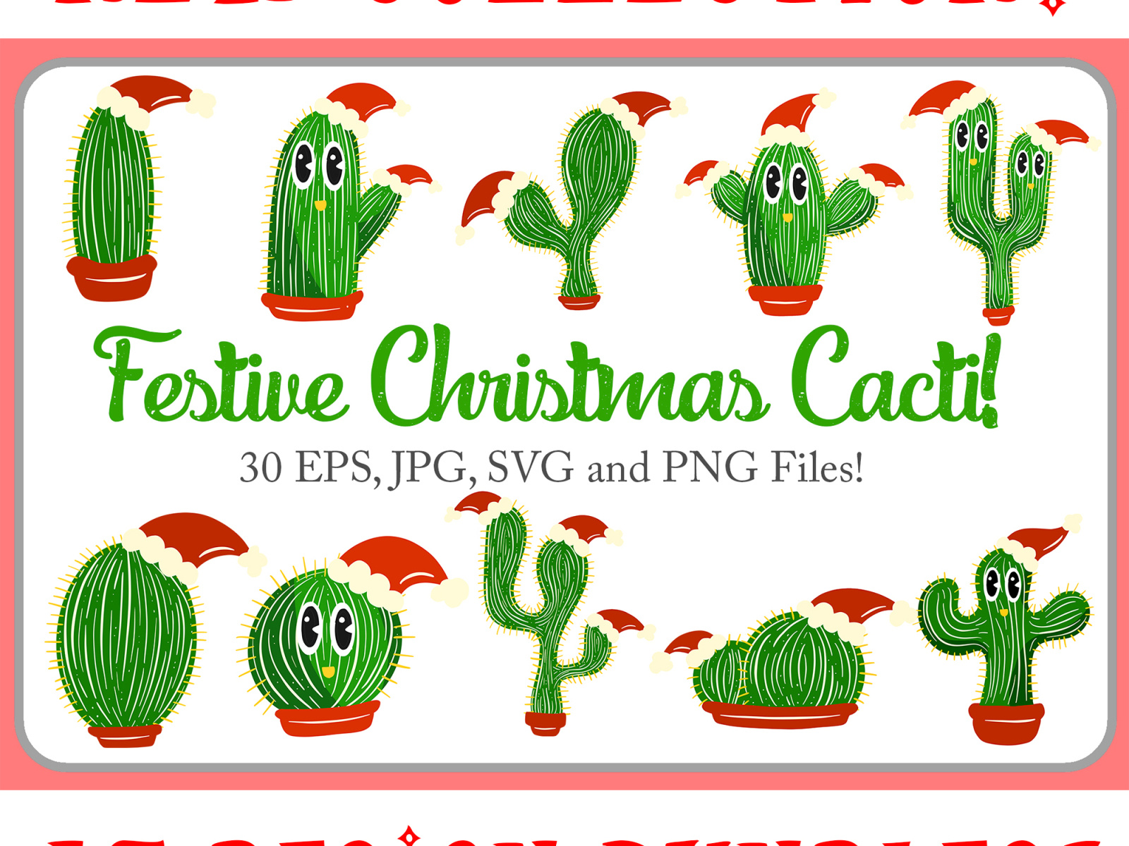 Christmas Cactus Cartoon Collection by Squeeb Creative on Dribbble