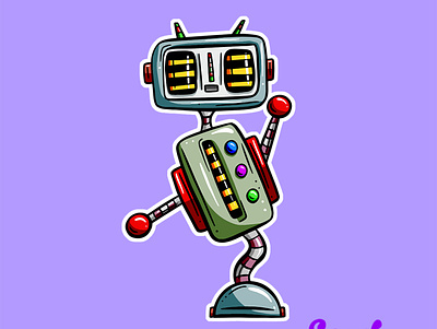 Dancing Robot Cartoon Character android cartoon droid illustration imaginary robot robots scifi