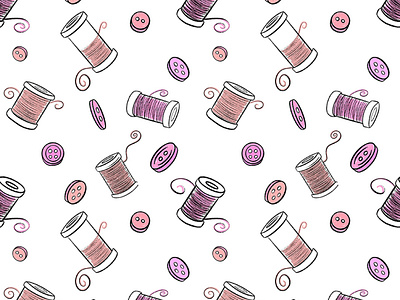 Pink Sewing Crafting Repeating Pattern