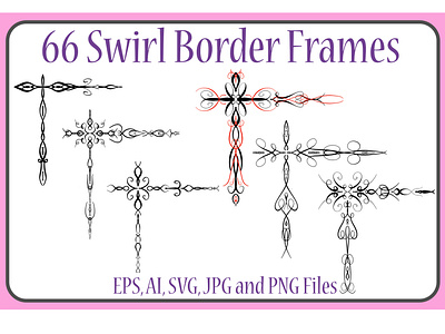 65 Vintage Swirl Borders Collection borders collection design design bundles frames illustration set swirls