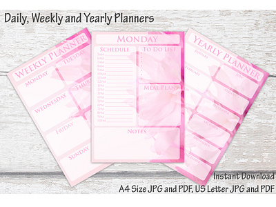 Pretty Pink Blossom Daily Planner Design daily daily dashboard daily planner dashboard desk planner diary meal meal plan meal planner monthly planner planner printable schedule weekly planner