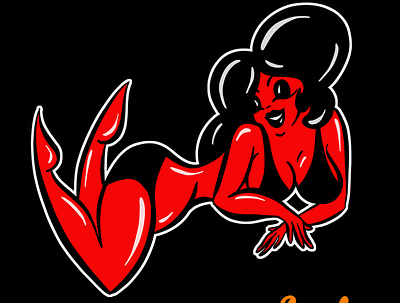 Sexy Red Devil Woman Cartoon cartoon devil illustration imaginary lady pin up sexy sexy girl swimwear woman