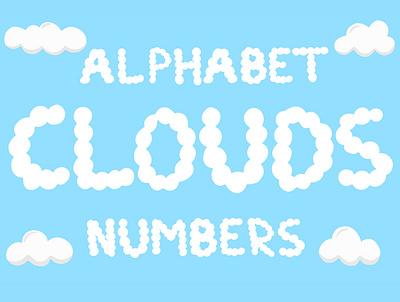 Fluffy Cloud Alphabet and Numbers SVG Collection! alphabet cartoon clouds fluffy font letters numbers sky svg typography