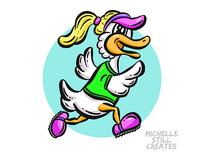 Quackers - Cartoon Duck Mascot bird cartoon duck duckling exercise illustration mascot quack quackers running