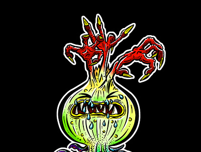 The Cartoon Zombie Onion Vegetable cartoon creature design fantasy illustration imaginary logo monster onion undead vegan vegetable zombie