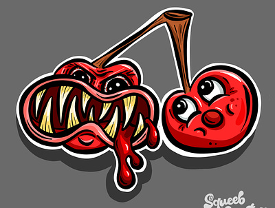 The Angry Cherry Mascot Logo Design cherry cartoon
