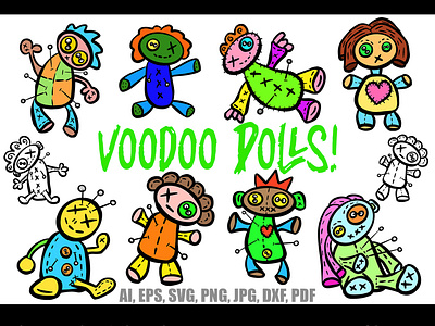 Pretty Little Voodoo Dolls Cartoon Logo Collection