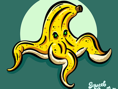 Evil Banana Logo Illustration Design banana cartoon creature fantasy fruit illustration imaginary logo mascot