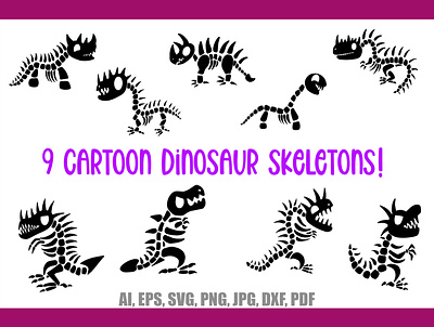 Cartoon Dinosaur Skeleton Bones Download Collection dinosaur collection dinosaur download illustration