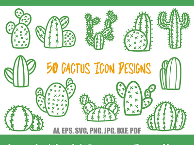 50 Cactus Illustration Logo Icon Designs