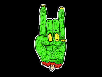 Zombie Fingers - The Dead Hand Rock Sign abstract alien cartoon creature fantasy fingers hand illustration imaginary imaginary creature monster retro rockabilly zombie