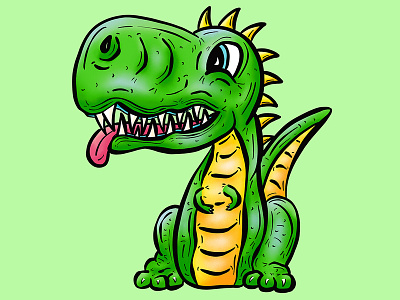 Little Dinosaur Dog Cartoon Illustration cartoon creature dino dinosaur dragon fantasy illustration imaginary imaginary creature monster pet trex tyrannosaurus rex