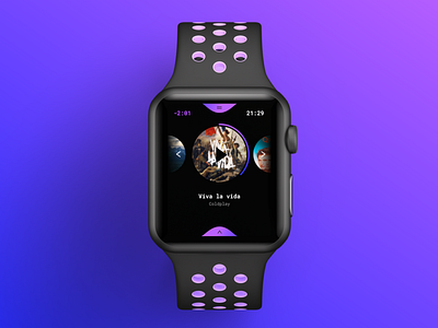 Daily UI #009: Music Player appdesign clean coldplay dailyui design music sketch ui ux watch watchos