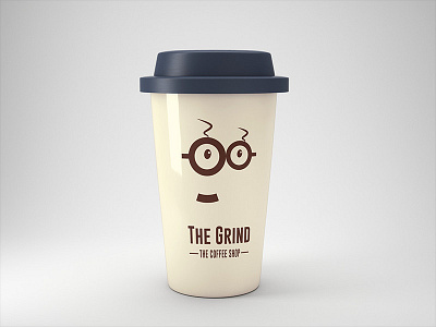 The Grind Coffee Shop brand branding character coffeeshop design illustration logo logo design minimal minimalist simple thirtylogos