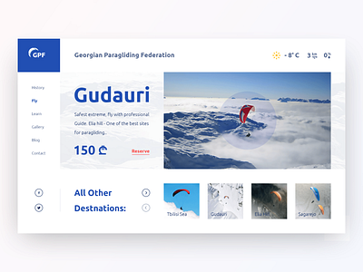 Georgian Paragliding Federation adventure paraglider paragliding sport tourism travel ui ux ux design weather web web design website