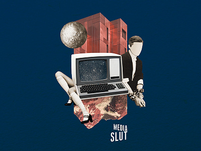 Media Slut (Single) by Tragic Culture album art ancient collage future graphic design history illustration surrealism typography vintage